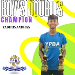 Yadhunandhan crowned Boy's Doubles Champion at the Karnataka U17 State Ranking tournament.