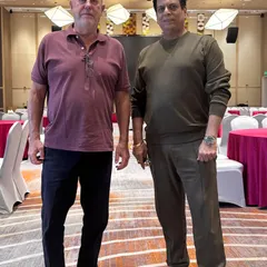 With the President of the World Karate Federation, Mr. Antonio Espinos, during the Asian Karate Championship in China. These meetings are crucial for aligning Indian karate with global standards.