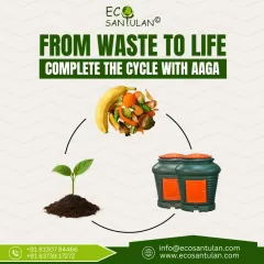 I love this visual because it shows the beautiful, complete cycle of nature that we can create right in our homes. Your kitchen scraps go into an Aaga composter, break down naturally, and become nutrient-rich soil to grow new life. It’s how we turn waste into a resource.