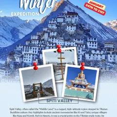 Join our Winter Expedition to Spiti Valley. This poster gives you a glimpse of the highlights, including ancient monasteries and unique villages like Ki and Tabo.