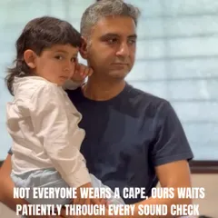 Not all heroes wear capes. Our co-founder Vivek waits patiently with a young performer during a sound check, showing the care and support that defines our team.