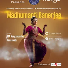The official announcement for a classical Bharatanatyam recital at our BTA Rangamandira. We regularly host professional artists, providing our students and the community with exposure to high-quality performances.