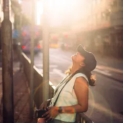 Soaking in the golden hour sunlight in Kennedy Town, Hong Kong. My husband took this photo, and it perfectly captures my happiness when I'm out shooting in beautiful light.