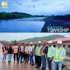 Our team on-site at a 100-acre riverfront plotted development near Neral-Matheran. This project's master plan is designed to bring residents closer to nature, featuring a unique riverfront park, ravine park, and hilltop amenities that serve as a perfect urban escape.