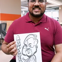 I enjoy drawing at corporate events, capturing the personalities of the team in a fun and lighthearted way.