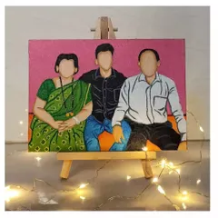 This mini 5x7 inch faceless family portrait on canvas comes with its own easel, making it a perfect, ready-to-display gift for a birthday or anniversary.