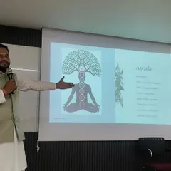 Explaining the core concepts of Ayurveda to students at ITM Business School. I believe that if you cannot explain something simply, you do not understand it well enough.