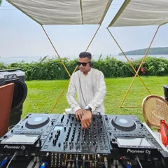 A sun-kissed brunch party at the Grand Hyatt in Goa. The open-air setup with a view of the water is perfect for a relaxed yet festive mehndi or haldi ceremony.