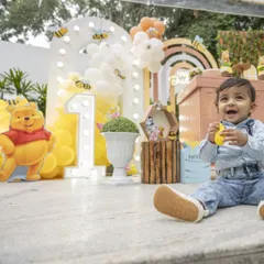 The birthday boy Vedharth, looking absolutely adorable at his Winnie the Pooh party. Capturing these moments of pure happiness is the best part of my job.
