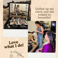 A little collage of what I do and love. From my fully-stocked makeup trolley to getting a client dolled up, these are the moments that make up my life as a makeup artist.