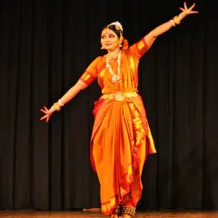 I feel immense pride watching my disciple, Sudipta Chakraborty, perform at the India International Centre. This image captures the grace and confidence that comes from years of dedicated practice and a deep understanding of the Kalakshetra style.