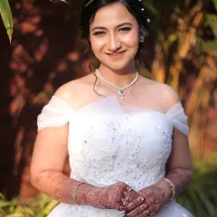 A fairytale moment for a beautiful Christian bride. The makeup for her white wedding was all about soft elegance and timeless grace. I used a delicate touch to enhance her features, creating a fresh, romantic look that complemented her stunning white gown and the outdoor setting.