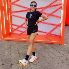 Posing at a Nike After Dark event. These community runs are all about celebrating women in running and creating a space where we can all feel energized and empowered.