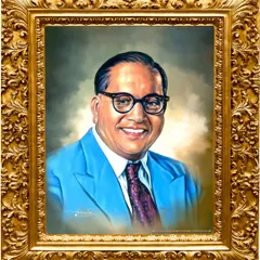 A framed portrait of Dr. Babasaheb Ambedkar, created to honor Dhamma Chakra Pravartan Din. This artwork is a tribute to his vision of liberation and equality.