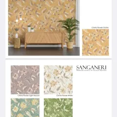 This is the 'Chintz Flower' design from my Sanganeri collection, available in multiple beautiful colorways like Ochre, Mauve, and White. It's a classic block print style that brings a touch of Rajasthan to your home.
