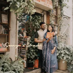 A love for books and each other. This pre wedding shoot for Urvashi and Soumya at a classic Khan Market bookstore was designed around their shared interests, making the photos deeply personal and authentic.