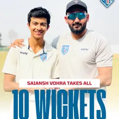 This is a historic moment for the DCH family. I am incredibly proud of my boy Saiansh Vohra for achieving the impossible, taking all 10 wickets in a DDCA Under 16 league match. This is a testament to his dedication.