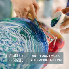 Get a close-up look at the mesmerizing process of acrylic pouring during one of our Starry Nights events. Watching the colors swirl and blend is a therapeutic experience, especially under the evening sky.