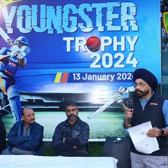 Our director addresses the players and coaches at the Youngster Trophy event, with Chief Guest Ajay Ratra in attendance. The tournament is organized with the highest professional standards.