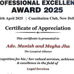 This Certificate of Appreciation for excellence in legal services is a testament to the long hours and hard work my team and I dedicate to every case. I am motivated to continue fighting for my clients.