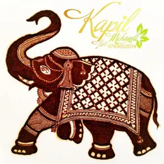 A detailed drawing of a decorated elephant, a symbol of royalty and good fortune. I can incorporate motifs like this into your larger bridal design.