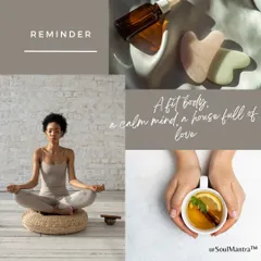 A gentle reminder for your self-care journey. A fit body, a calm mind, and a house full of love are the true pillars of a happy life.