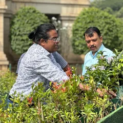 On-site at the Vidhana Soudha in Bangalore, discussing the final placement of plants. Every detail matters when you are working on a landscape for such an important government building in Karnataka.