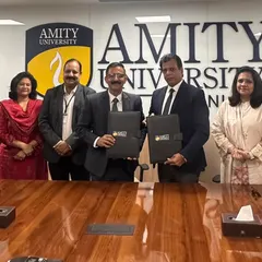 The official group photo marking our partnership with Amity University, which provides a pathway for dual-career development for karate players.