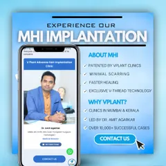 This graphic showcases our patented MHI Implantation technique, pioneered by Dr. Amit Agarkar. With over 10,000 successful cases, our exclusive V-Thread technology ensures minimal scarring and faster healing for clients at our clinics in Mumbai and Kerala.