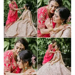 A heartwarming collage of the bride with her mother, capturing the love and emotion shared between them on the wedding day.