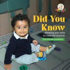 Did you know that crawling is essential for developing hand-eye coordination? Our soft, clean floor mats and engaging play areas provide the perfect safe space for your baby to explore, crawl, and grow.