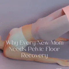 Pelvic floor recovery is a critical, yet often overlooked, part of postpartum healing. This visual highlights why it's essential for every new mom to address pelvic health to prevent issues like back pain and leakage, showing a foundational exercise we teach.