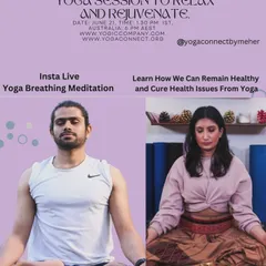 An announcement for a virtual yoga session I co-hosted, making wellness accessible across continents. We focused on yoga breathing and meditation to help participants relax and rejuvenate from home.