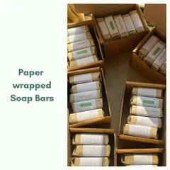All of our soap bars are wrapped in paper, including the labels. This is a simple but important part of our commitment to being a plastic-free brand.