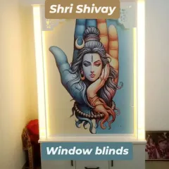 I created this custom 'Shri Shivay' window blind specifically for a pooja room. The backlighting enhances the divine artwork, creating a serene and spiritual focal point in the home.