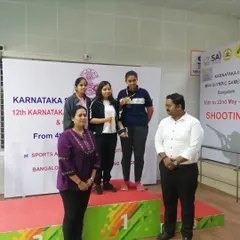 Our students on the winners' podium at the 12th Karnataka State Sport Shooting Competition. We train shooters to not just participate, but to win.