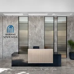 First impressions are crucial. For this Malad office, we designed a reception area that communicates professionalism and modern elegance. The combination of a marble feature wall, a minimalist desk, and warm, ambient lighting creates a welcoming and impressive entry point for clients and employees.