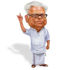 A memorial caricature for V. S. Achuthanandan, former CM of Kerala and a communist icon.