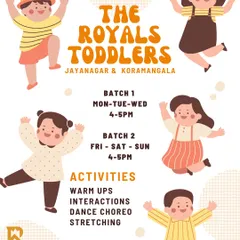 All the details for our Royals Toddlers batches in Jayanagar and Koramangala. We focus on warm-ups, interaction, and simple choreography.
