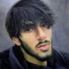 This modern portrait of a young man was a commission. I focused on capturing a contemporary feel and a contemplative mood, using oil on linen to build up the tones and textures of the piece.