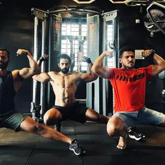 Sunday sessions are for collaboration. Here I am with two other athletes, practicing our posing and pushing each other to be better. This is the community we build.
