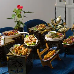 Here is a look at a vibrant grazing table, where I artfully arranged a variety of my best appetizers. From mini samosas and cheese balls to fresh kebabs, it’s a visual and culinary centerpiece for any event.