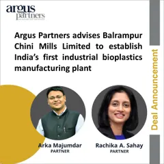 We advised Balrampur Chini Mills on executing definitive agreements to establish India’s first industrial bioplastics (PLA) manufacturing plant. This pioneering project, with an estimated capex of Rs. 2,000 crores, is a landmark in sustainable industrial development.