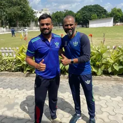 Continuous learning is key to our coaching philosophy. Here, our coach Daman Ahuja is seen with former Indian fielding coach R. Sridhar after completing his Level-1 coaching course, always working to bring new knowledge to our players.