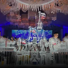 This ice sculpture of a castle was the centerpiece of our frozen-themed bar. We work with talented artists to create custom ice carvings that align with your event's vision, adding a unique and artistic focal point.