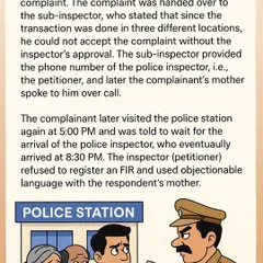 This image illustrates the facts of the case where a police inspector refused to register an FIR and used objectionable language. The Supreme Court's decision to penalize this behavior reinforces the rule of law and protects citizens from abuse of power.