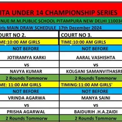 The Girls Main Draw schedule for the AITA Under 14 Championship Series from December 2024.