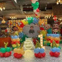 Look at this huge Cocomelon theme party I did for a first birthday! I can transform any hall into a colorful wonderland with balloon arches, character cutouts, and big light-up letters for your child's name. It’s all about creating that "wow" moment.
