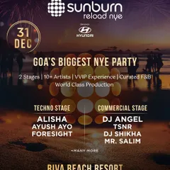 The official poster for Goa's Biggest NYE Party at Sunburn Reload. I was thrilled to be on the commercial stage lineup alongside such great artists.