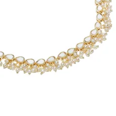 A close-up of our sleek mirror and pearl necklace. The hand-fixed pearls and hand-glued mirrors show our commitment to craftwomanship and quality.